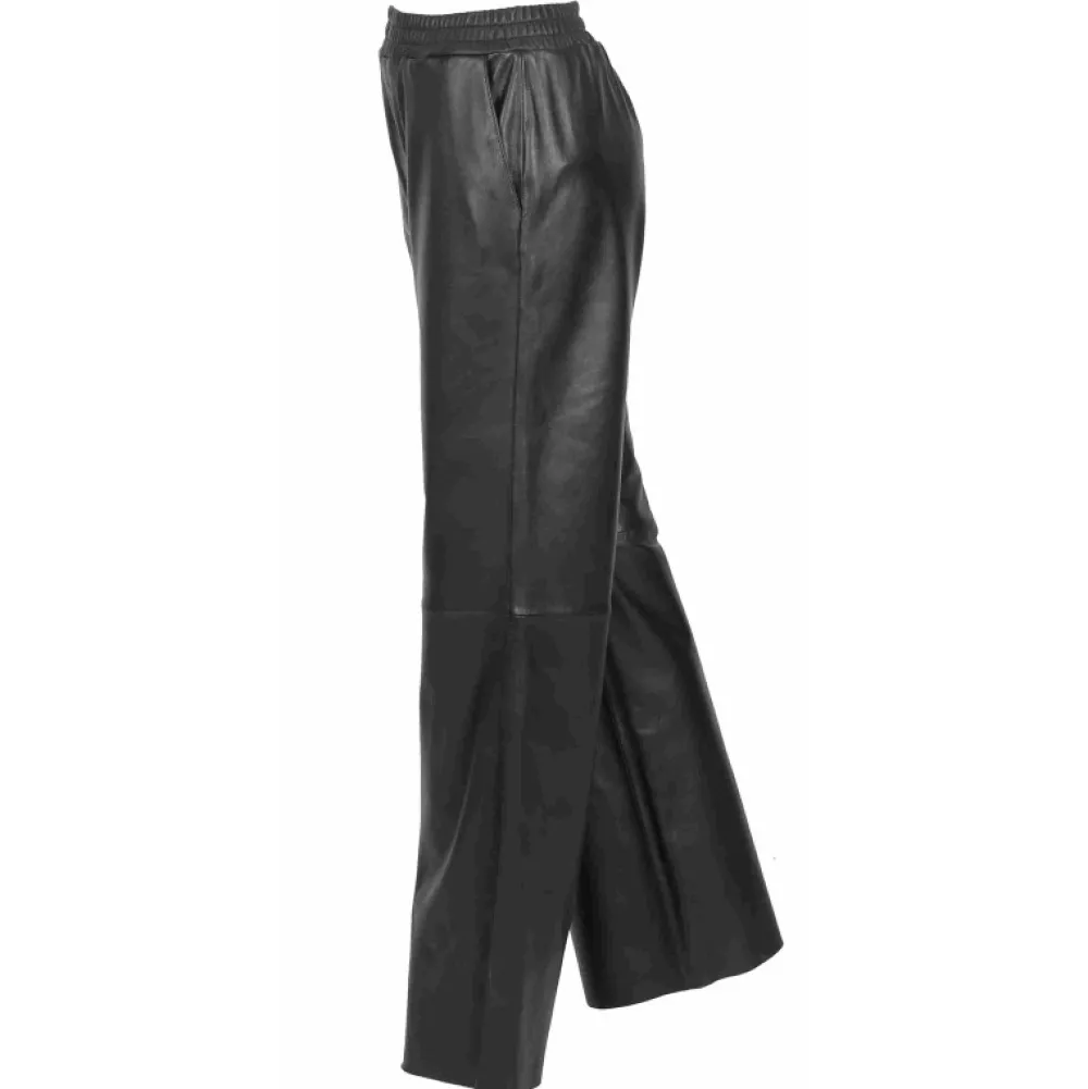 Mila Noir - Pantalon Large Taille Haute En Cuir Veritable^OAKWOOD Cheap