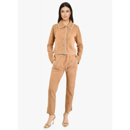 Mouna Toffee - Pantalon Jogpant Cuir Veritable Chevre Velours^OAKWOOD Hot