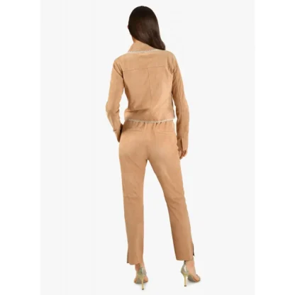 Mouna Toffee - Pantalon Jogpant Cuir Veritable Chevre Velours^OAKWOOD Hot