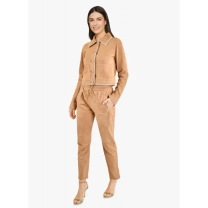 Mouna Toffee - Pantalon Jogpant Cuir Veritable Chevre Velours^OAKWOOD Hot