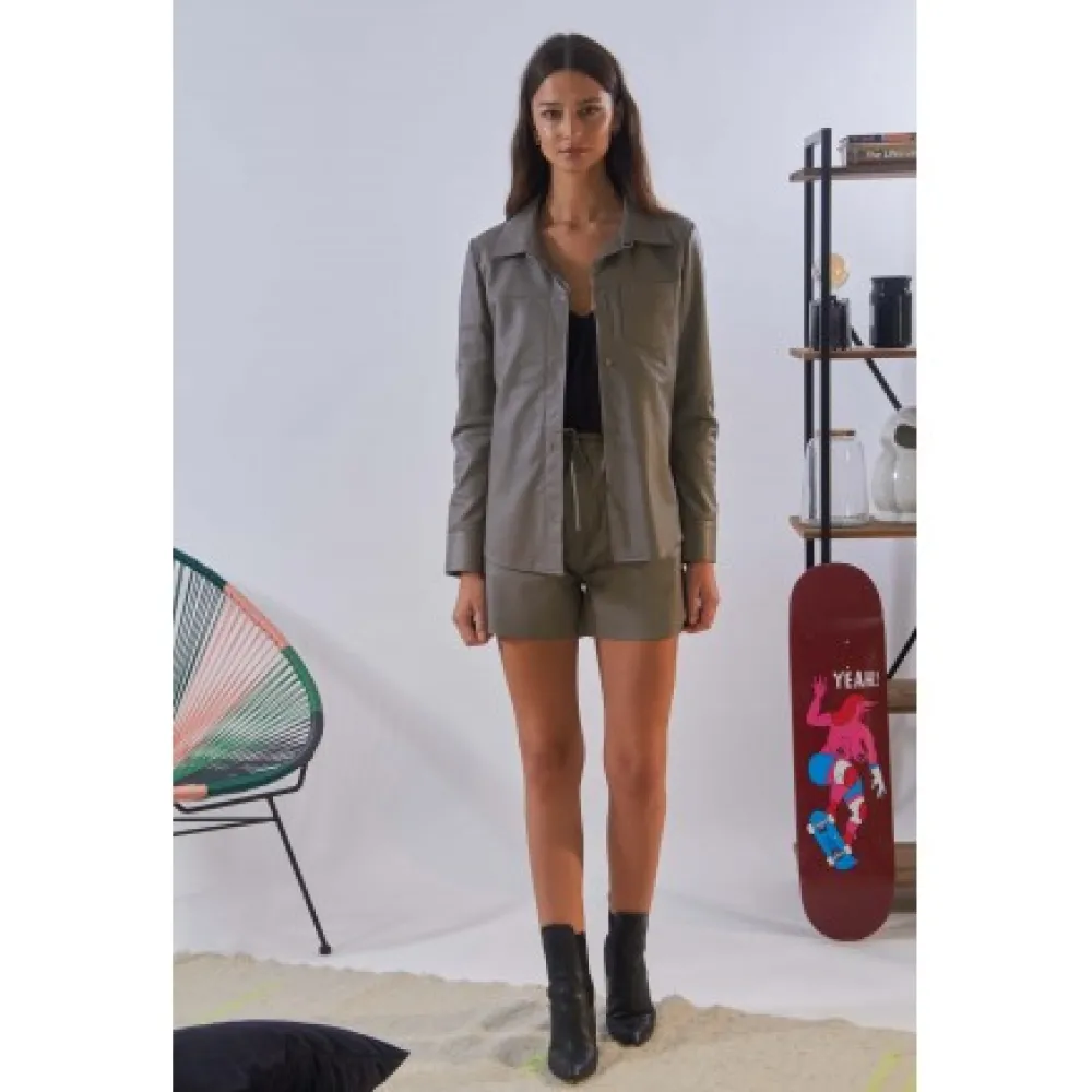 Pick Mastic - Short Taille Elastique En Cuir Veritable^OAKWOOD New