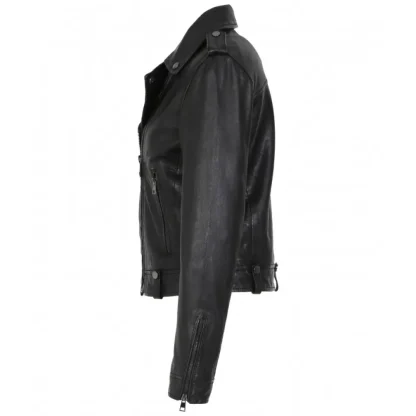 Princess 6 Noir - Blouson Esprit Biker En Cuir Veritable^OAKWOOD Outlet