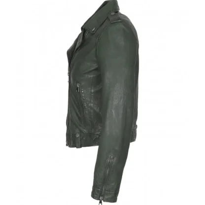 Princess 6 Vert - Blouson Esprit Biker En Cuir Veritable^OAKWOOD Hot