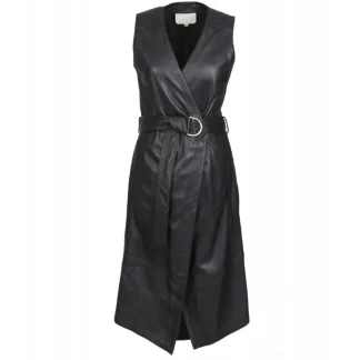 Rebecca Noir - Robe Portefeuille En Cuir Veritable^OAKWOOD New