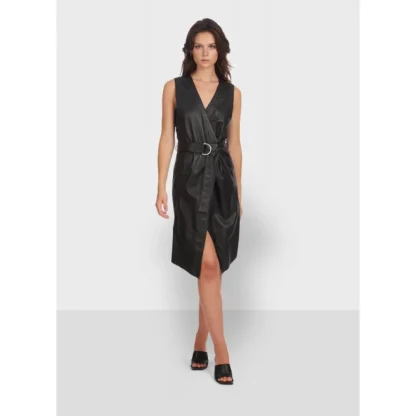 Rebecca Noir - Robe Portefeuille En Cuir Veritable^OAKWOOD New