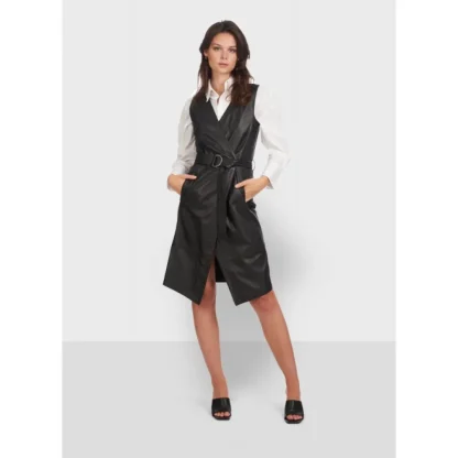 Rebecca Noir - Robe Portefeuille En Cuir Veritable^OAKWOOD New