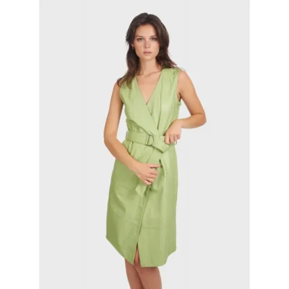 Rebecca Vert Clair - Robe Portefeuille En Cuir Veritable^OAKWOOD Shop