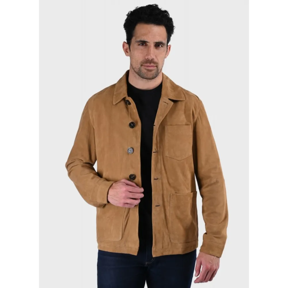 Riccardo Tan - Veste Col Chemise En Cuir Veritable De Chevre Velours^OAKWOOD New