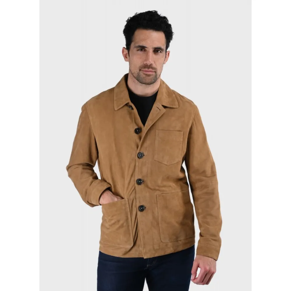 Riccardo Tan - Veste Col Chemise En Cuir Veritable De Chevre Velours^OAKWOOD New
