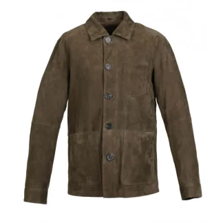 Riccardo Vert Fonce - Veste Col Chemise En Cuir Veritable De Chevre Velours^OAKWOOD Best