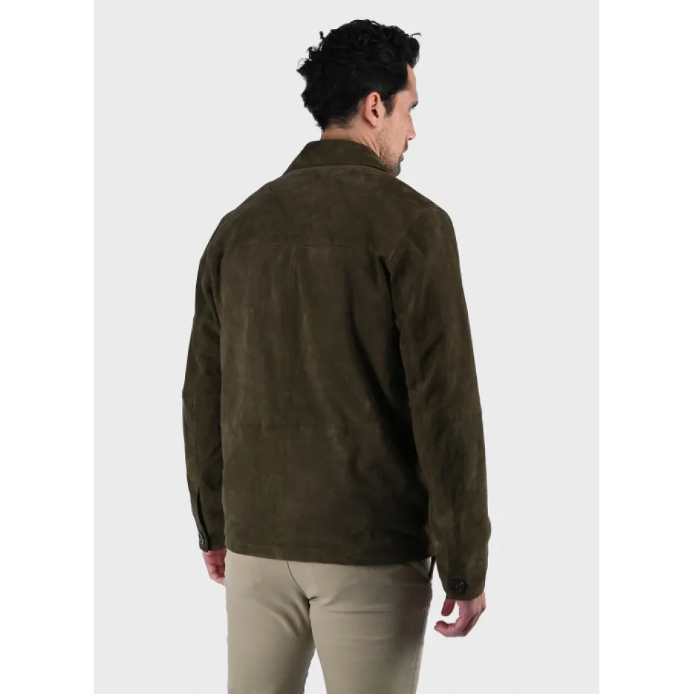 Riccardo Vert Fonce - Veste Col Chemise En Cuir Veritable De Chevre Velours^OAKWOOD Best