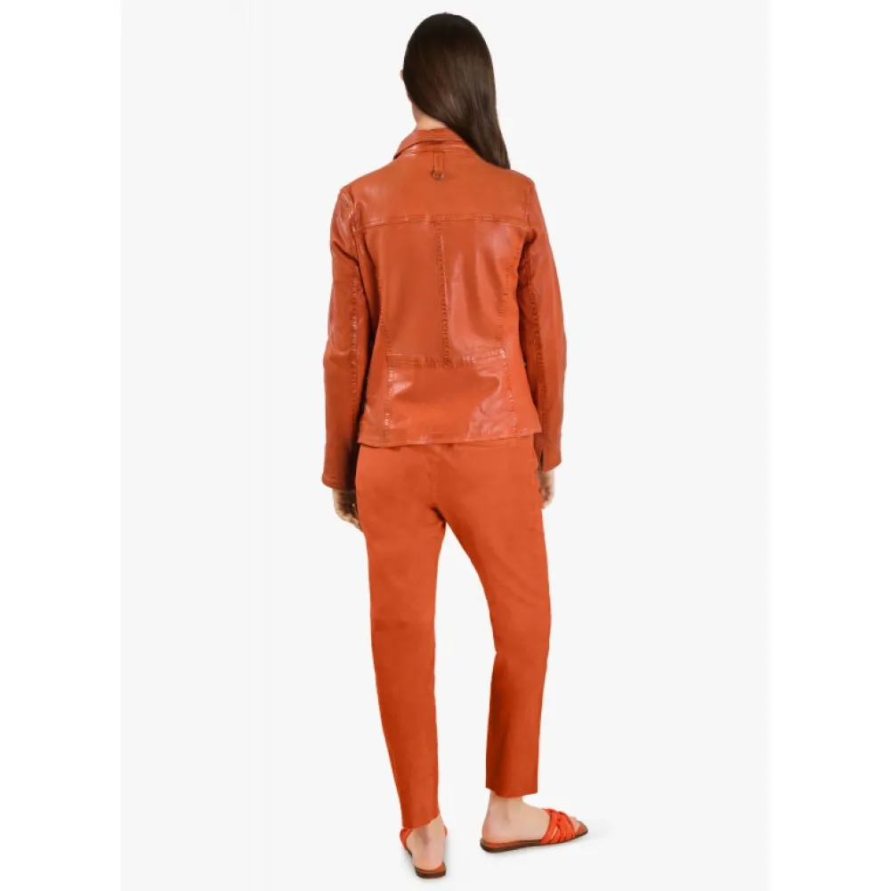 Romana Orange - Veste En Cuir Veritable De Mouton Effet Lave^OAKWOOD Best