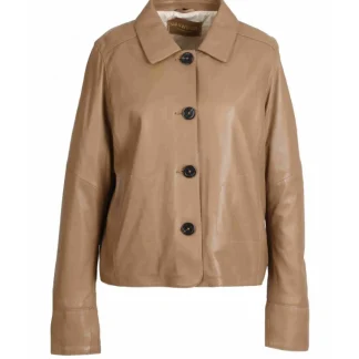 Rosalie Cafe- Veste Courte Col Chemise En Cuir Veritable^OAKWOOD Store