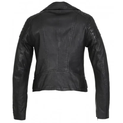 Sasha 6 Noir - Blouson Inspiration Motard En Cuir Veritable^OAKWOOD Shop