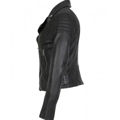 Sasha 6 Noir - Blouson Inspiration Motard En Cuir Veritable^OAKWOOD Shop