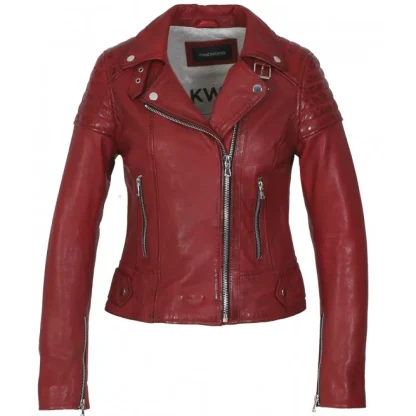 Sasha 6 Rouge - Blouson Inspiration Motard En Cuir Veritable^OAKWOOD Online