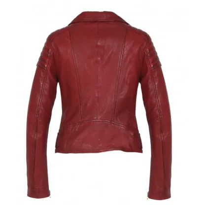 Sasha 6 Rouge - Blouson Inspiration Motard En Cuir Veritable^OAKWOOD Online