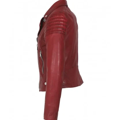 Sasha 6 Rouge - Blouson Inspiration Motard En Cuir Veritable^OAKWOOD Online