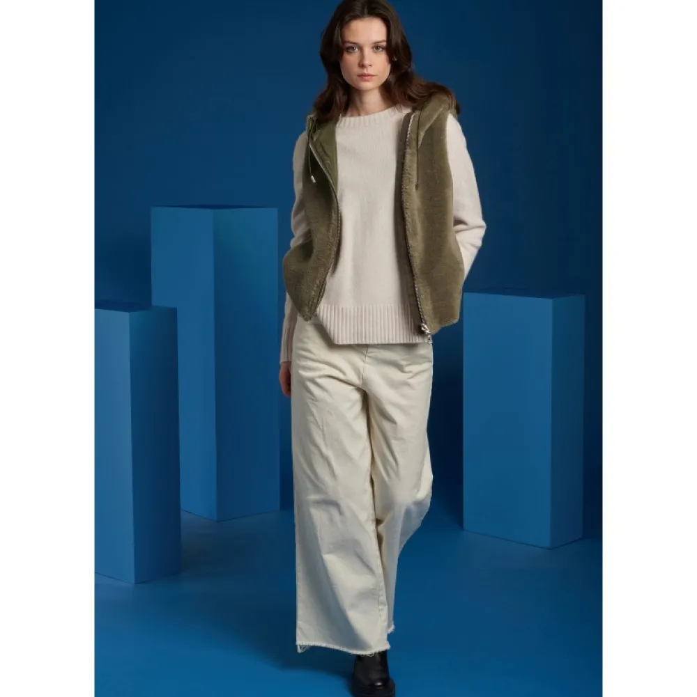 Smiley Vert Pale - Gilet Sans Manche En Fausse Fourrure 100% Laine / Nylon^OAKWOOD Hot