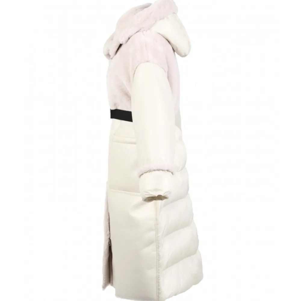 Sofia Coquille - Manteau Long Tri-Matiere Fausse Fourrure / Similicuir / Nylon Doudoune^OAKWOOD Discount