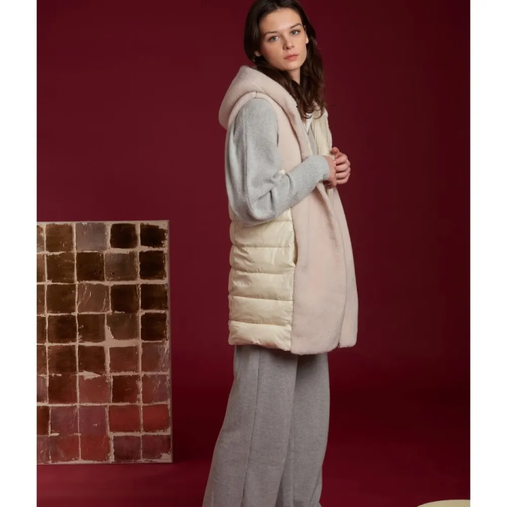 Soprano Beige Clair - Gilet Sans Manche En Fausse Fourrure 100% Laine / Nylon Matelasse^OAKWOOD Cheap