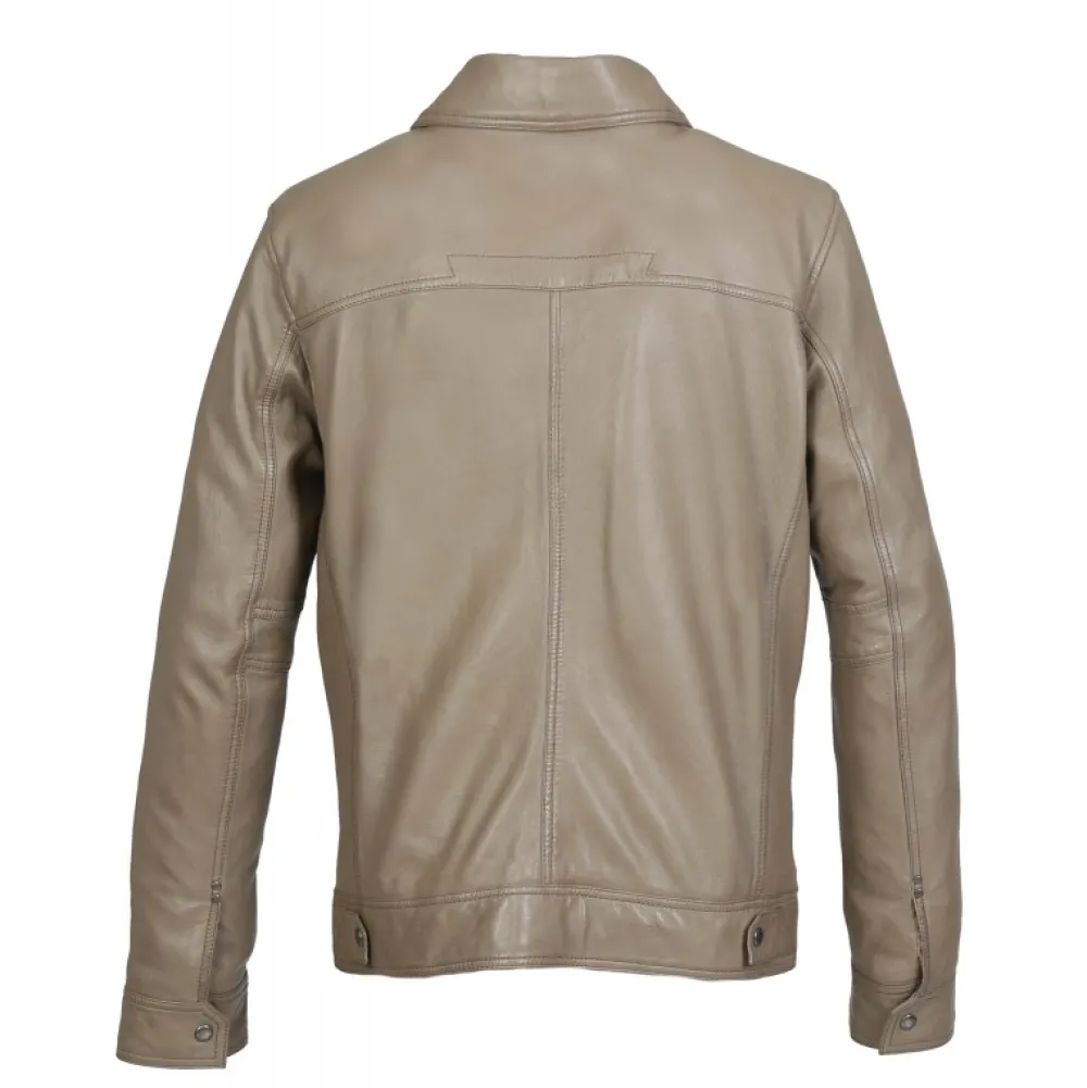 Stan Beige - Blouson En Cuir Veritable Inspiration Veste En Jeans^OAKWOOD Discount