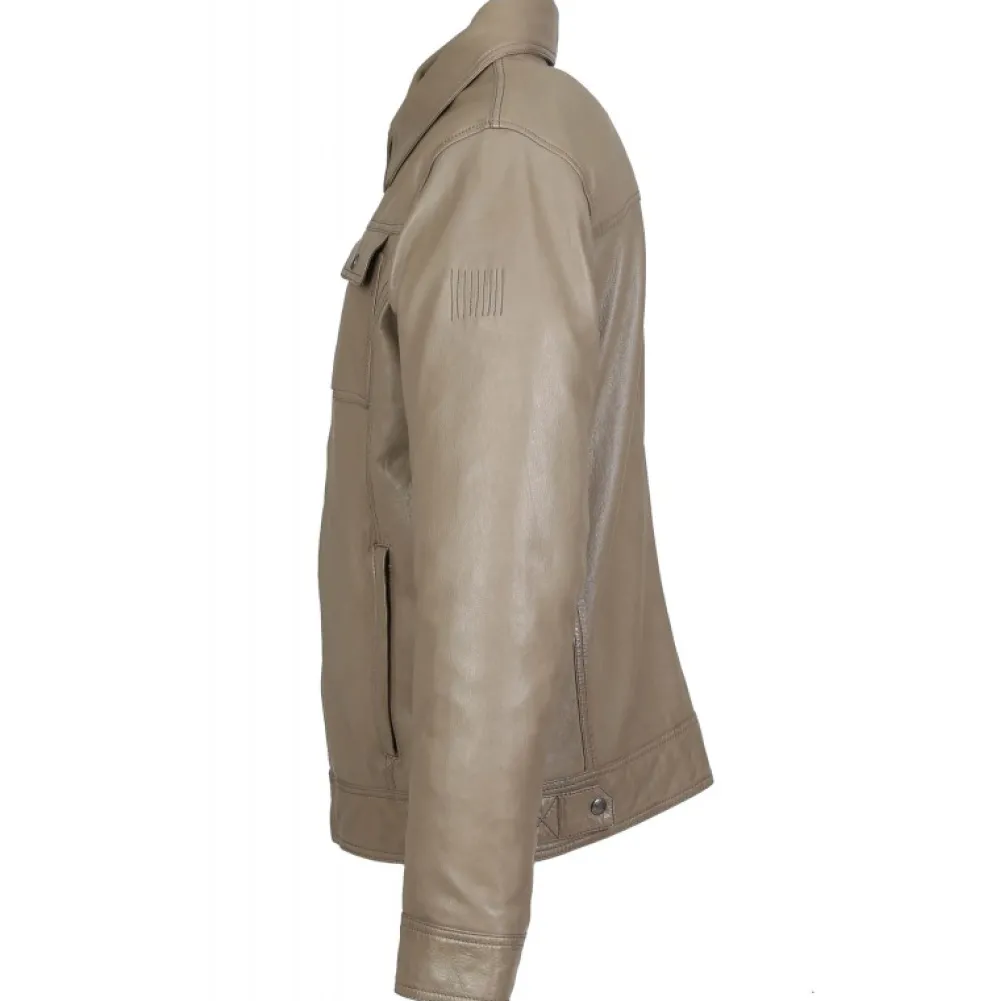 Stan Beige - Blouson En Cuir Veritable Inspiration Veste En Jeans^OAKWOOD Discount