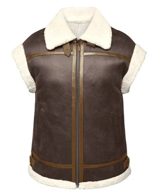 Theatre Marron Vieilli - Veste Effet Peau Retournee Fourrure Synthetique^OAKWOOD Discount