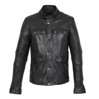 Trucker Noir - Blouson Col Haut En Cuir Veritable^OAKWOOD Best Sale