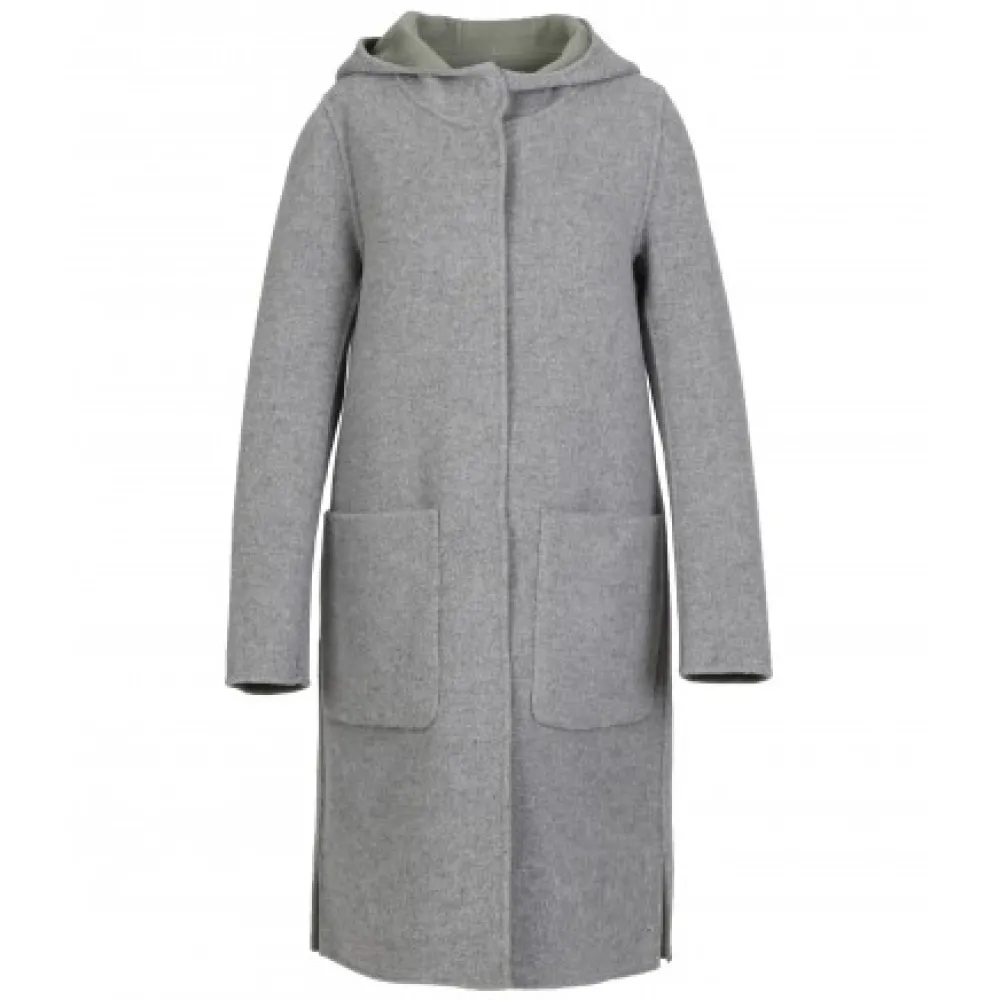 University Bi Amande/Gris Clair - Manteau A Capuche Long En Laine^OAKWOOD Clearance