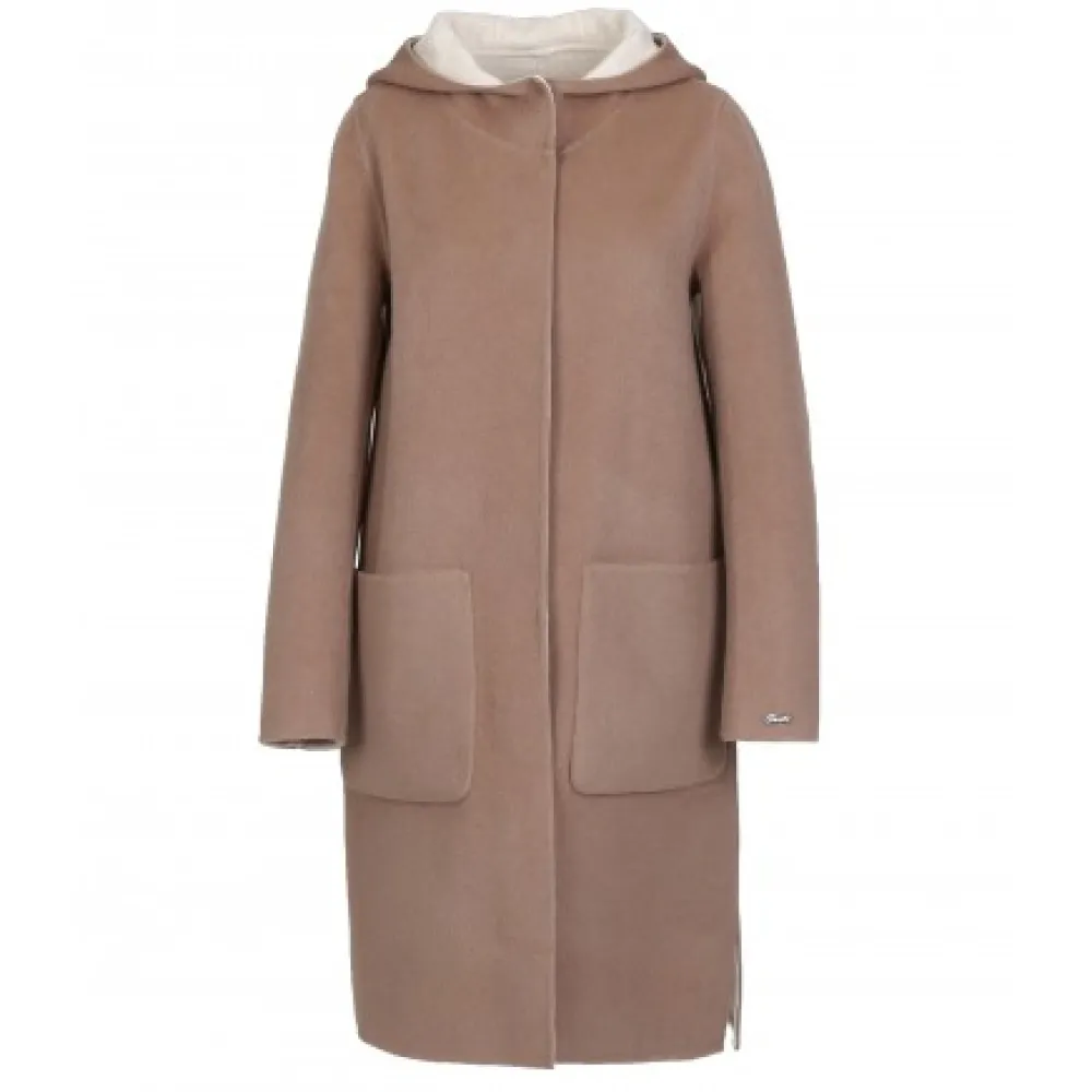University Bi Taupe/Beige Clair - Manteau A Capuche Long En Laine^OAKWOOD Best Sale