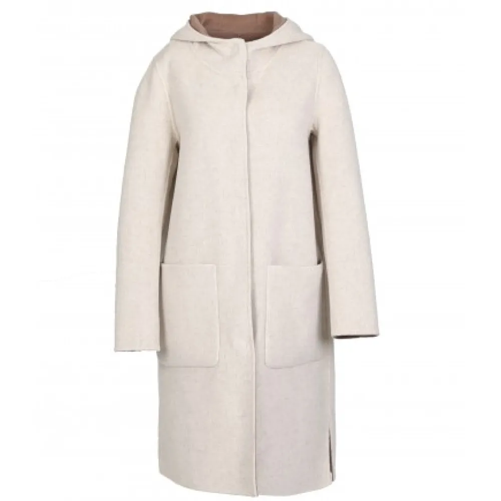 University Bi Taupe/Beige Clair - Manteau A Capuche Long En Laine^OAKWOOD Best Sale