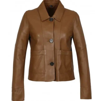 Volga Fauve - Veste Courte En Cuir Veritable^OAKWOOD Cheap