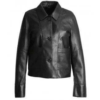 Volga Noir - Veste Courte En Cuir Veritable^OAKWOOD Online